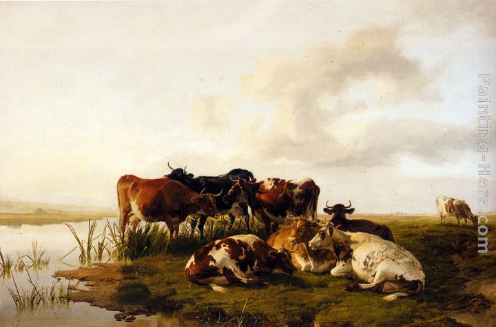 The Lowland Herd painting - Thomas Sidney Cooper The Lowland Herd art painting